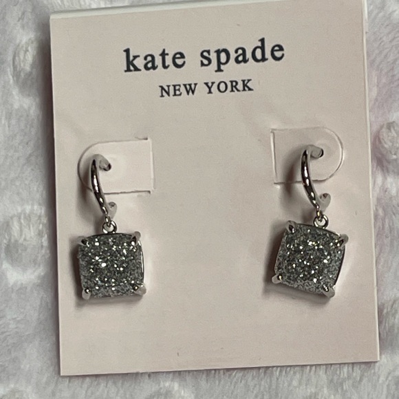 Kate Spade Silver Glitter Mini Huggies Earrings - Picture 2 of 4